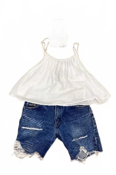 Andy Denim Women's Custom Vintage Diamond Gusset Denim Shorts In Black In White