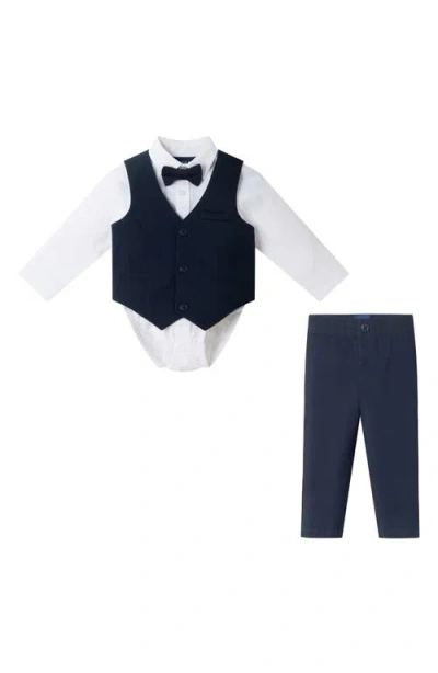 Andy & Evan Babies'  Bowtie, Vest, Button-up Bodysuit & Pants Set In Blue