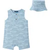 Andy & Evan Babies'  Print Sleeveless Romper & Bucket Hat Set In Blue