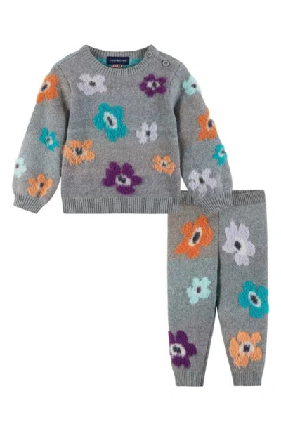 Andy & Evan Babies'  Floral Sweater & Pants Set In Grey Flowers