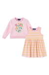 Andy & Evan Flower Twofer Sweatshirt & Dress Set In Pink