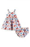 Andy & Evan Ice Pop Check Cotton Sundress & Bloomers In White