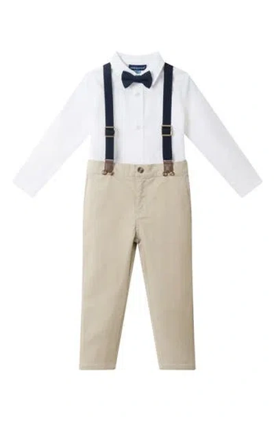 Andy & Evan Kids' 4-piece Dapper Suspender & Bow Tie Outfit Set In White