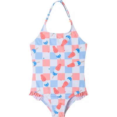 Andy & Evan Kids' Beaded Halter One-piece Swimsuit In White Multi