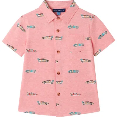 Andy & Evan Kids' Button Down Polo In Coral