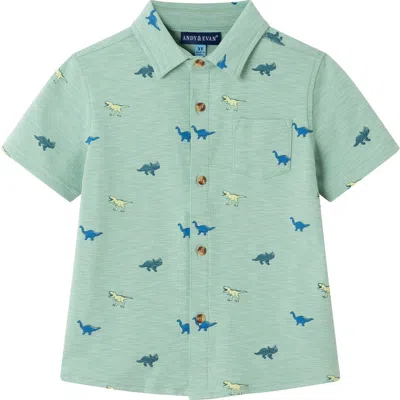 Andy & Evan Kids' Button Down Polo In Light Green