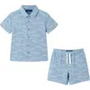 Andy & Evan Kids' Camp Shirt & Shorts Set In Blue