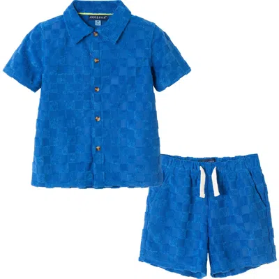 Andy & Evan Kids' Camp Shirt & Shorts Set In Blue