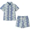 Andy & Evan Kids' Camp Shirt & Shorts Set In Blue/blue