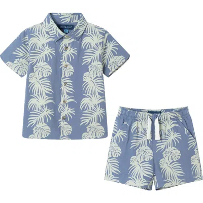 Andy & Evan Kids' Camp Shirt & Shorts Set In Blue/blue
