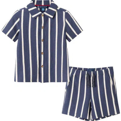 Andy & Evan Kids' Camp Shirt & Shorts Set In Navy