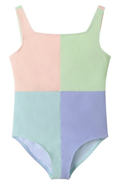 Andy & Evan Kids' Colorblock Rib One-piece Swimsuit In Color Block