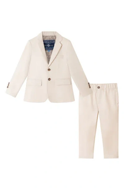 Andy & Evan Kids' Cotton Blend Suit In Beige
