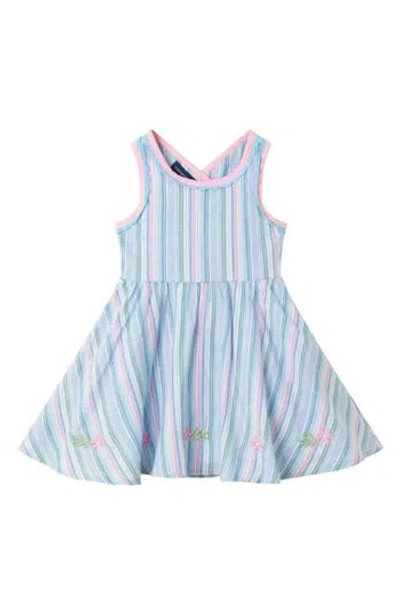 Andy & Evan Kids' Embroidered Flower Stripe Dress In Multi