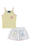 Shop Andy & Evan Kids' Embroidered Tank & Skort Set In Yellow