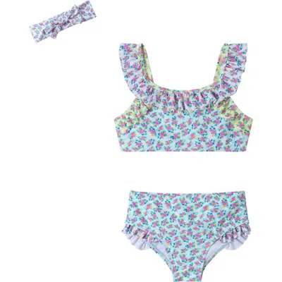 Andy & Evan Kids' Floral Two-piece Swimsuit & Headband Set In Multi