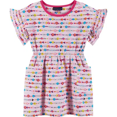 Andy & Evan Kids' Flutter Sleeve Jersey Dress In Pink