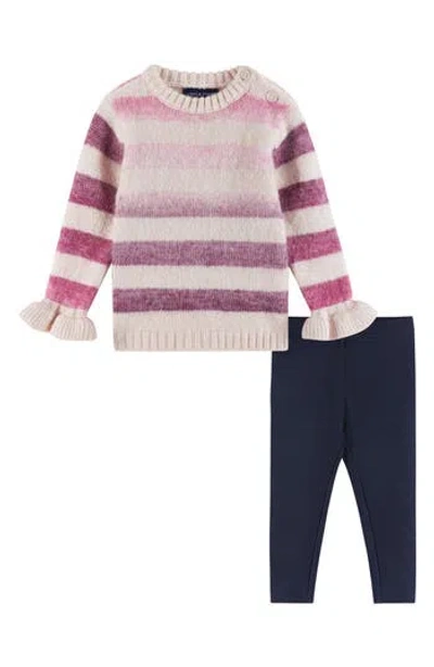 Andy & Evan Babies'  Kids' Ombré Stripe Sweater & Leggings Set In Oatmeal Stripe