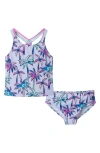 Andy & Evan Kids' Palm Tree Rib Two-piece Swimsuit In Purple