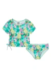Andy & Evan Kids' Pineapple Palm Rib Two-piece Rashguard Swimsuit In Green