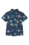 Andy & Evan Kids' Print Button-up Shirt In Navy Palm
