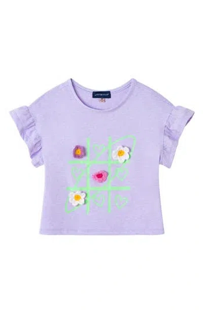 Andy & Evan Kids' Ruffle Sleeve Slub Knit Top In Purple