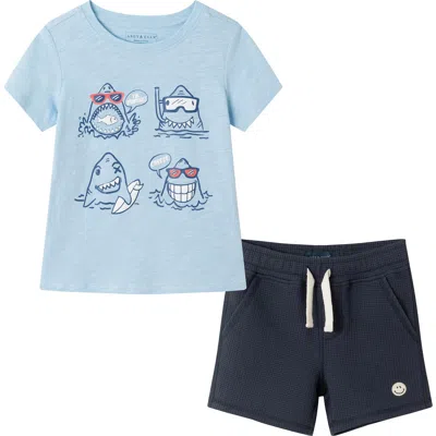 Andy & Evan Kids' Shark Graphic T-shirt & Shorts Set In Blue