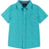 Andy & Evan Kids' Short Sleeve Button Down Shirt In Green Glasses