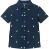 Andy & Evan Kids' Short Sleeve Cotton Button Down Shirt In Navy