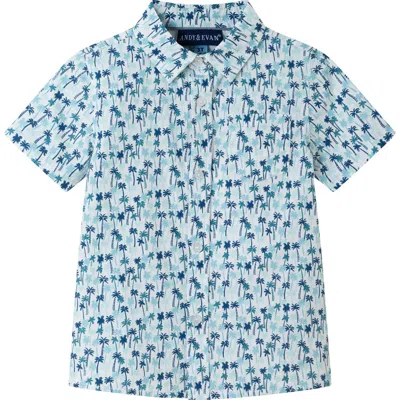 Andy & Evan Kids' Short Sleeve Cotton Button Down Shirt In White