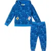 Andy & Evan Boys' Spongebob Squarepants X Stone- Washed Character Collage Sweatshirt Set - Little Kid, Big Kid In Blue
