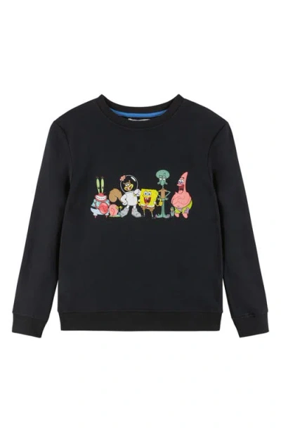 Andy & Evan Boys' Spongebob Squarepants X Stone-washed Screenprint Front & Back Printed Crew Sweater - Big Kid In Bka