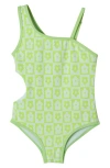 Andy & Evan Kids' Textured Cutout Floral One-piece Swimsuit In Floral