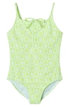 Andy & Evan Kids' Textured Floral One-piece Swimsuit In Floral Check