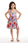 Andy & Evan Kids' Tropical Print Rib Knit Dress In Tropical