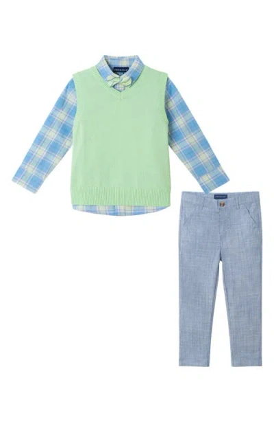 Andy & Evan Kids' Vest, Button-up Shirt, Pants & Bow Tie Set In Light Green
