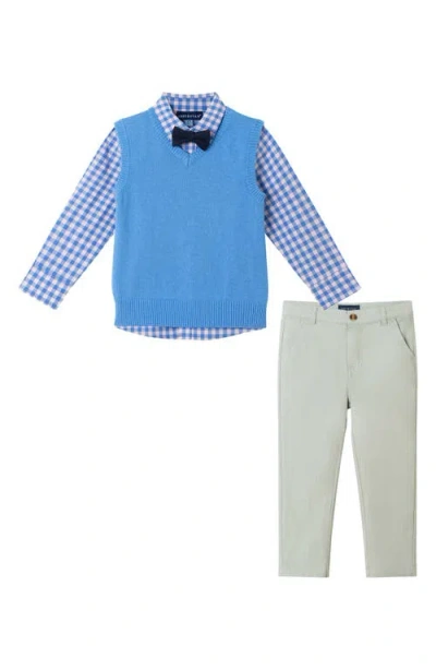 Andy & Evan Kids' Vest, Button-up Shirt, Pants & Bow Tie Set In Mid Blue