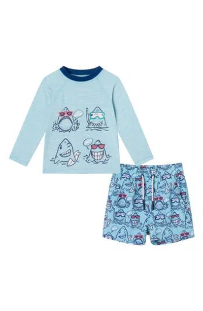 Andy & Evan Babies'  Rashguard & Swim Shorts Set In Navy Shark