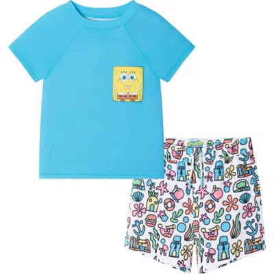 Andy & Evan Kids'  Spongebob Rash Guard & Shorts Set In Blue