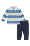 Andy & Evan Baby Boy's 2-piece Rugby Polo & Pique Pants Set In Blue