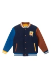 Andy & Evan Boys' Spongebob Squarepants X Patchwork Color-blocked Varsity Jacket - Little Kid, Big Kid In Navy