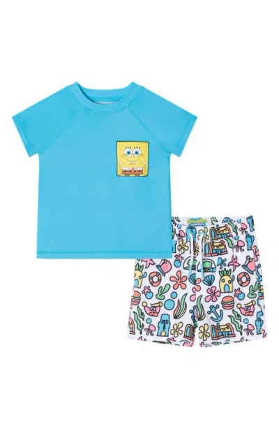 Andy & Evan Babies'  X Spongebob Squarepants™ Two-piece Rashguard Swimsuit In Blue