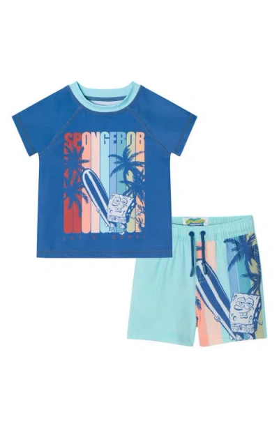 Andy & Evan Babies'  X Spongebob Squarepants™ Two-piece Rashguard Swimsuit In Navy