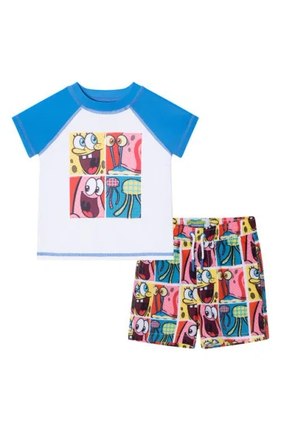 Andy & Evan Babies'  X Spongebob Squarepants™ Two-piece Rashguard Swimsuit In White