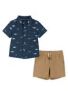 Andy & Evan Baby Boy's 2-piece Button Shirt & Shorts Set In Navy Shark