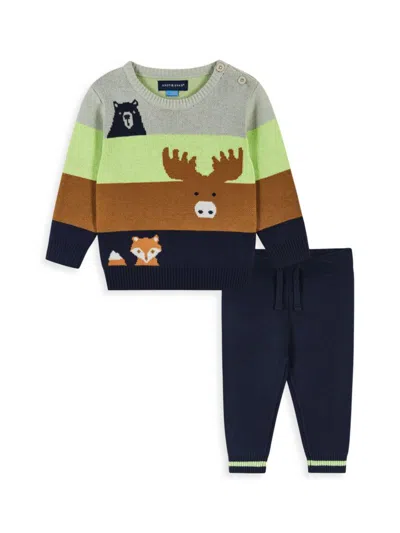 Andy & Evan Baby Boy's 2-piece Forest Animals Sweater & Pants Set In Moose Brown