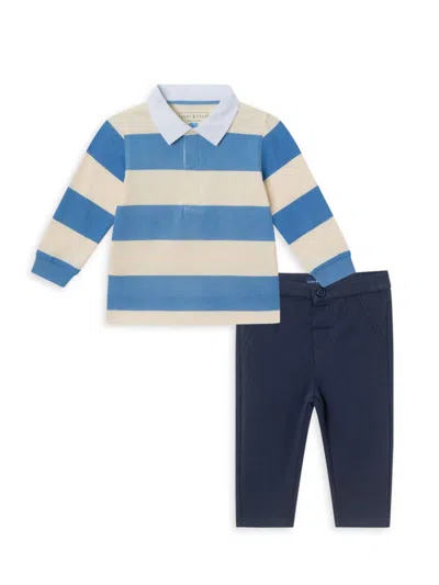 Andy & Evan Baby Boy's 2-piece Rugby Polo & Pique Pants Set In Blue Stripe