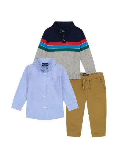 Andy & Evan Baby Boy's 3-piece Colorblock Sweater, Shirt & Pants Set In Neutral