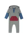 ANDY & EVAN BABY BOY'S DOUBLE PEACHED COLORBLOCK HOODED ROMPER