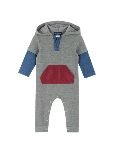 Andy & Evan Baby Boy's Double Peached Colorblock Hooded Romper In Neutral